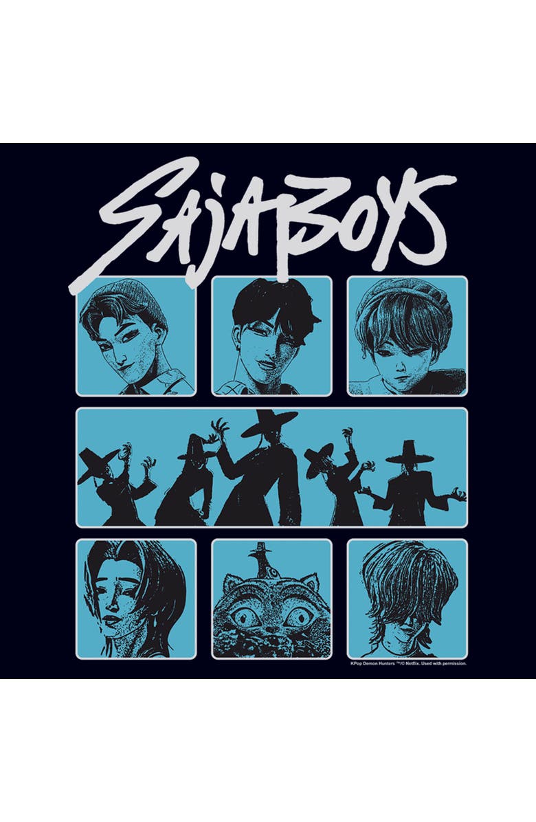 KPop Demon Hunters Women's KPop Demon Hunters Saja Boys Group  Graphic T-Shirt, Alternate, color, Navy Blue
