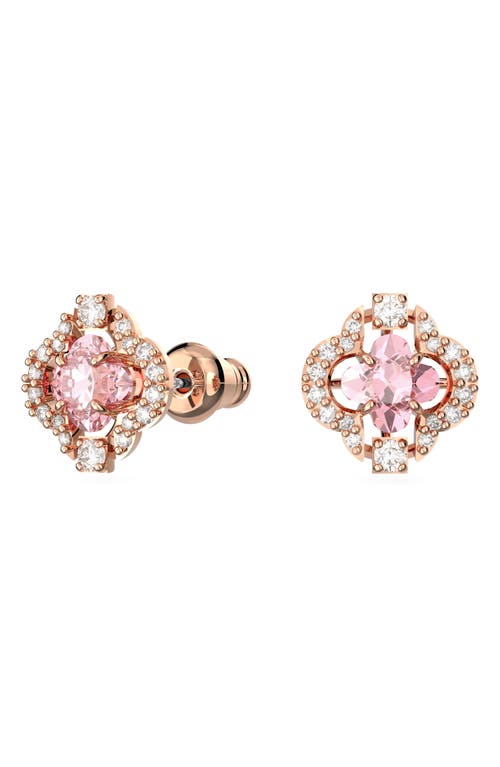 Swarovski Una Earrings And Necklace Set Clover Pink Rose Gold-tone Plated In Gold