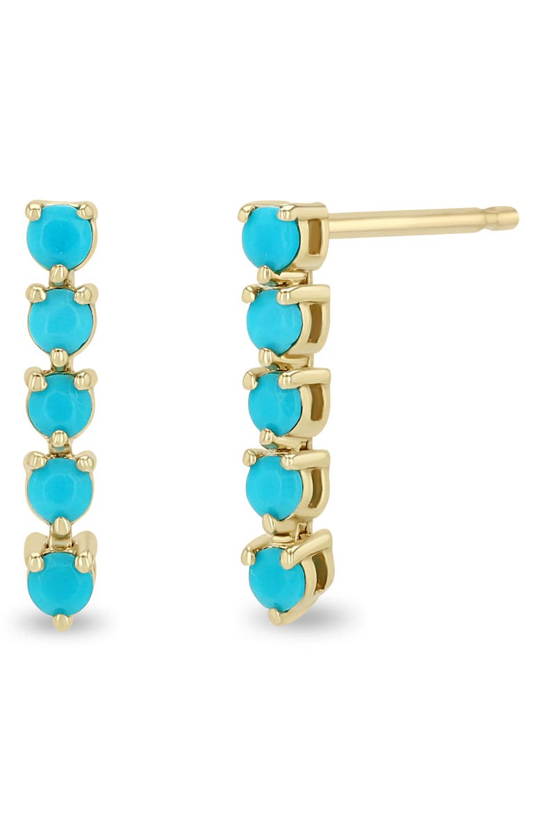 Zoë Chicco 14K Gold Turquoise Tennis Stud Earrings, Main, color, 14K Yellow Gold / Turquoise