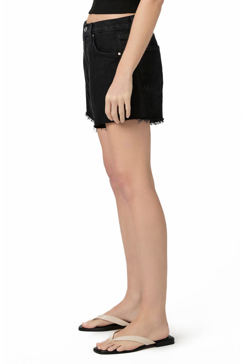 Archie Raw Hem High Waist Denim Shorts, Alternate, color, BLACK DOVE