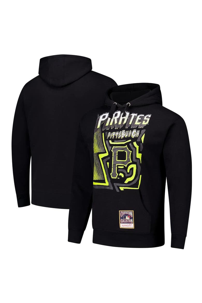 Men's Mitchell & Ness Black Pittsburgh Pirates Sidewalk Sketch Pullover Hoodie, Main, color, Black