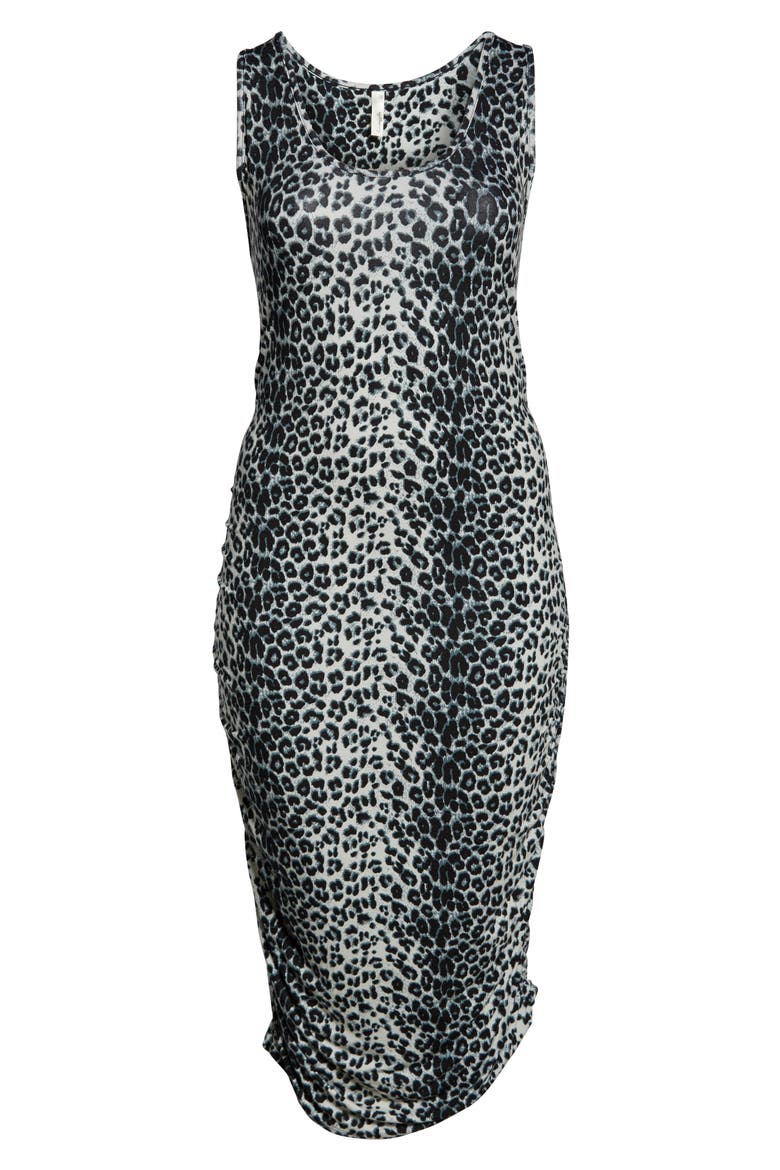 Ruched Midi Tank Dress, Alternate, color, GRAY/ BLACK