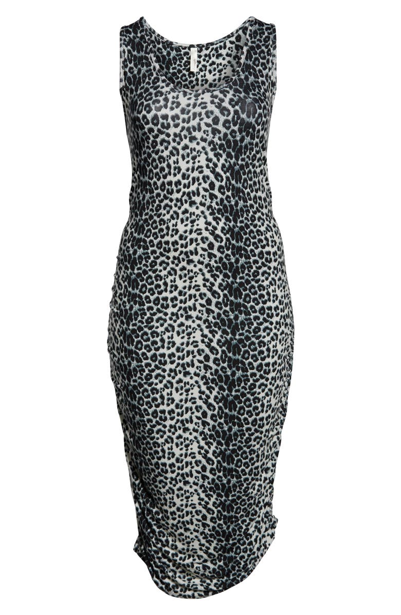 Loveappella Ruched Midi Tank Dress, Alternate, color, Gray/ Black