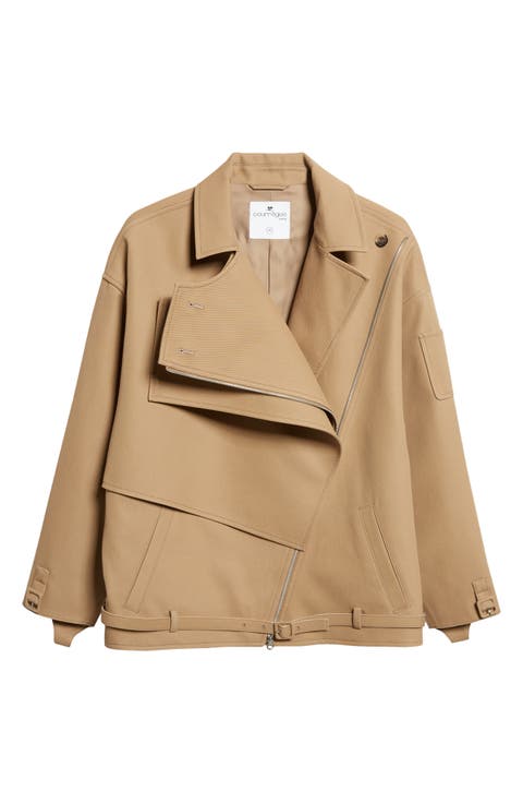 Oblique Short Cotton Trench Jacket