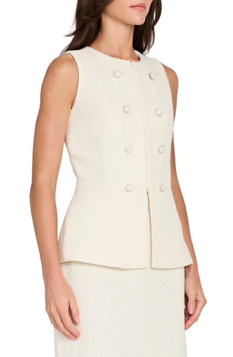 Tahari ASL Metallic Bouclé Vest, Alternate, color, Vanilla