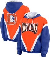 WEAR by Erin Andrews Women's WEAR by Erin Andrews Orange/Royal Denver Broncos Plus Size Retro Crinkle Full-Zip Windbreaker Jacket
