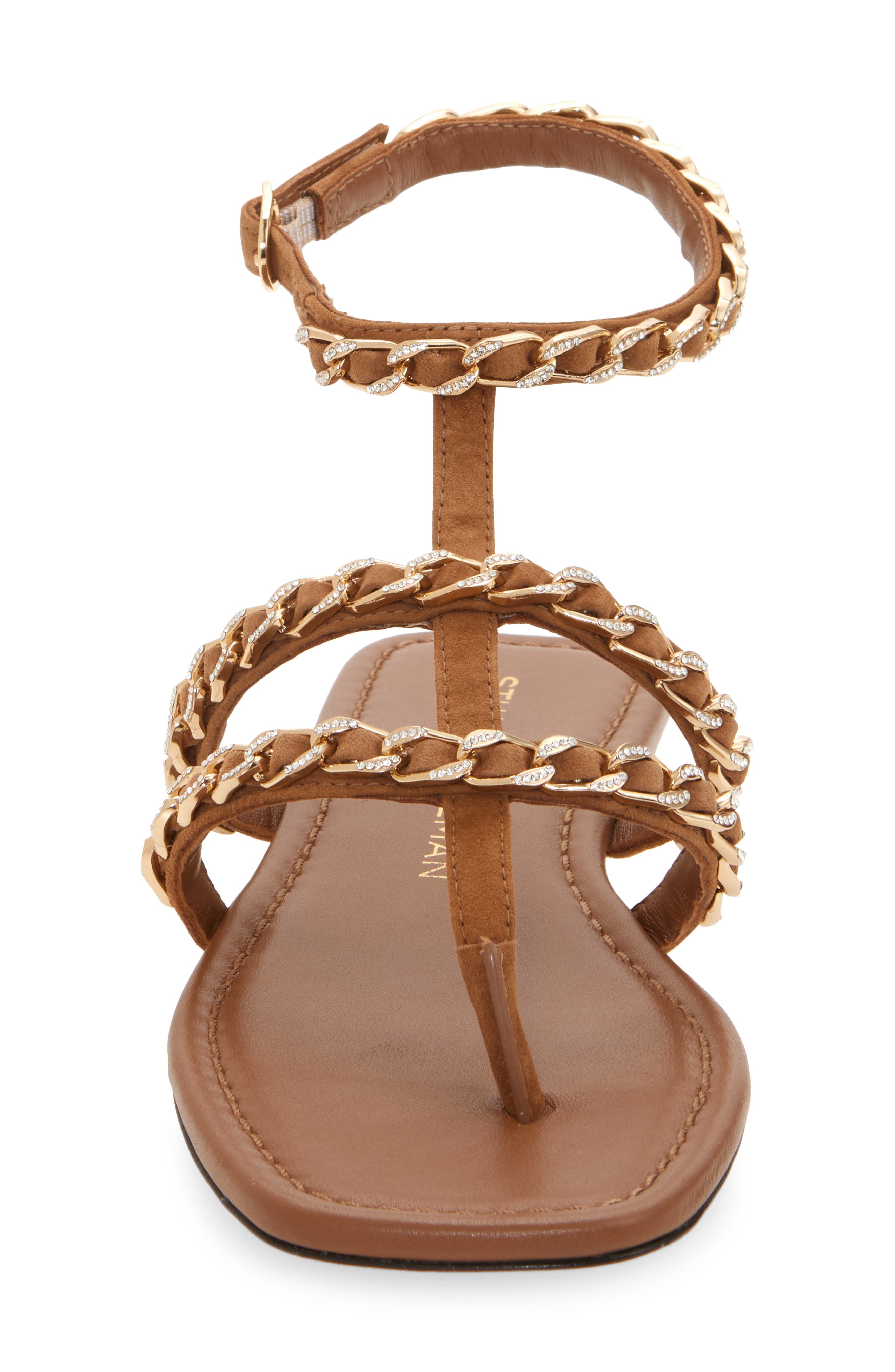 Stuart Weitzman Soluxe Crystal Sandal, Alternate, color, Toasted Almond