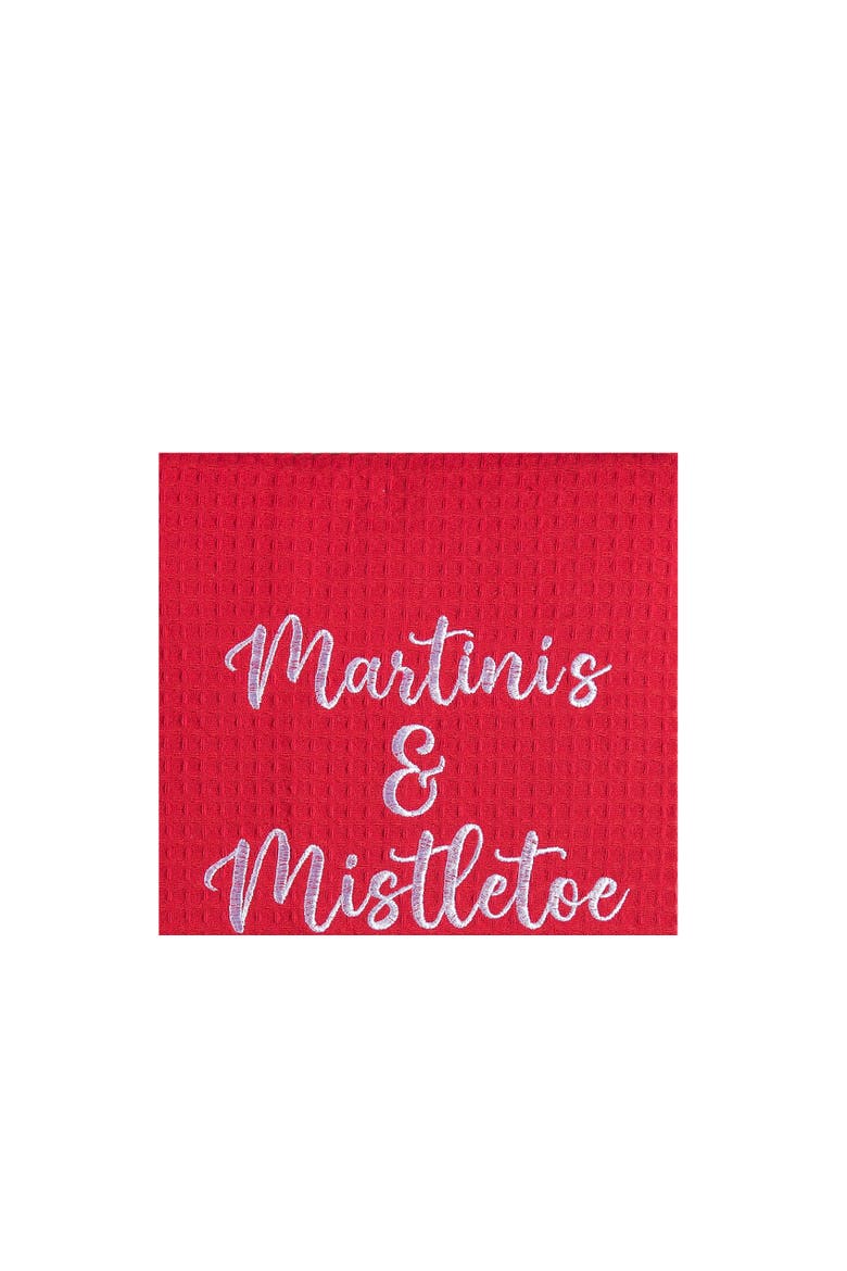 Martini's & Mistletoe Towel, Alternate, color, red