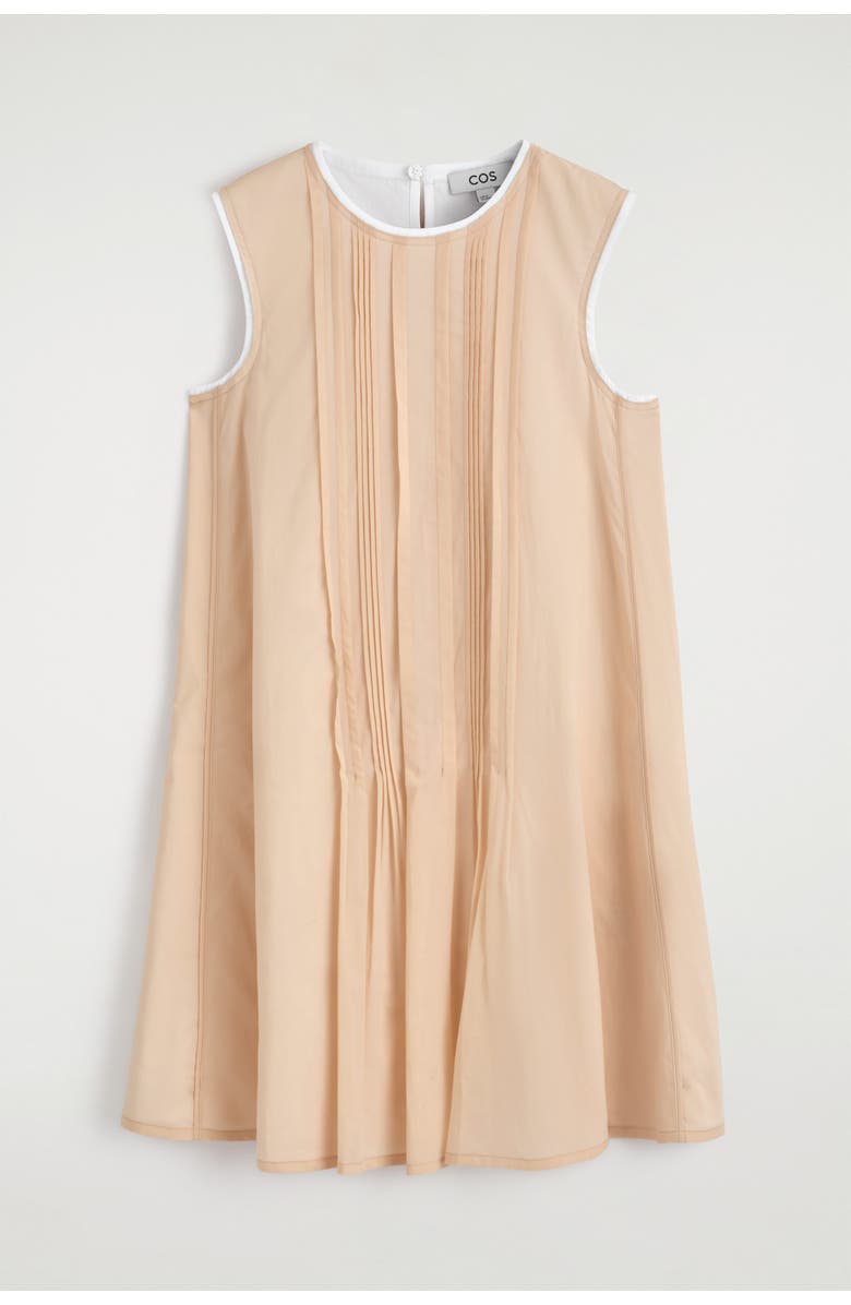 COS Layered Pintucked Mini Dress, Alternate, color, Beige