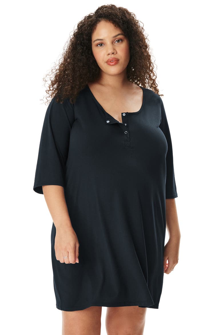 Motherhood Women's Maternity Sleep Henely Nightgown with Nursing Access, Alternate, color, Core Black