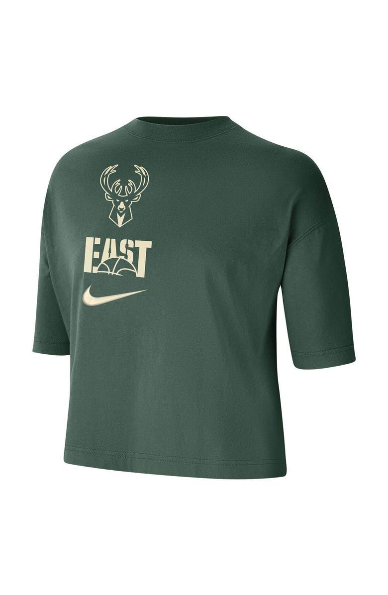 Nike Women's Nike Hunter Green Milwaukee Bucks Essential Boxy T-Shirt, Alternate, color, Hunter Green