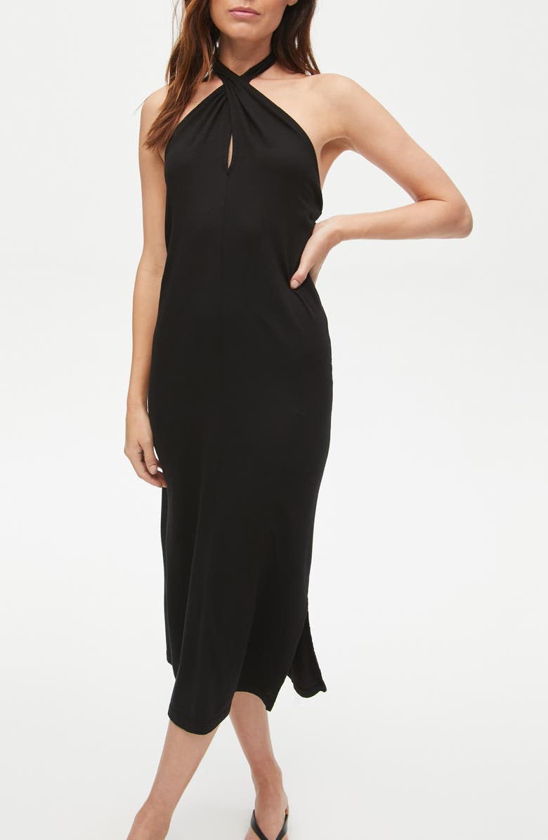 Michael Stars Hannah Twist Halter Neck Cotton & Modal Midi Dress, Alternate, color,