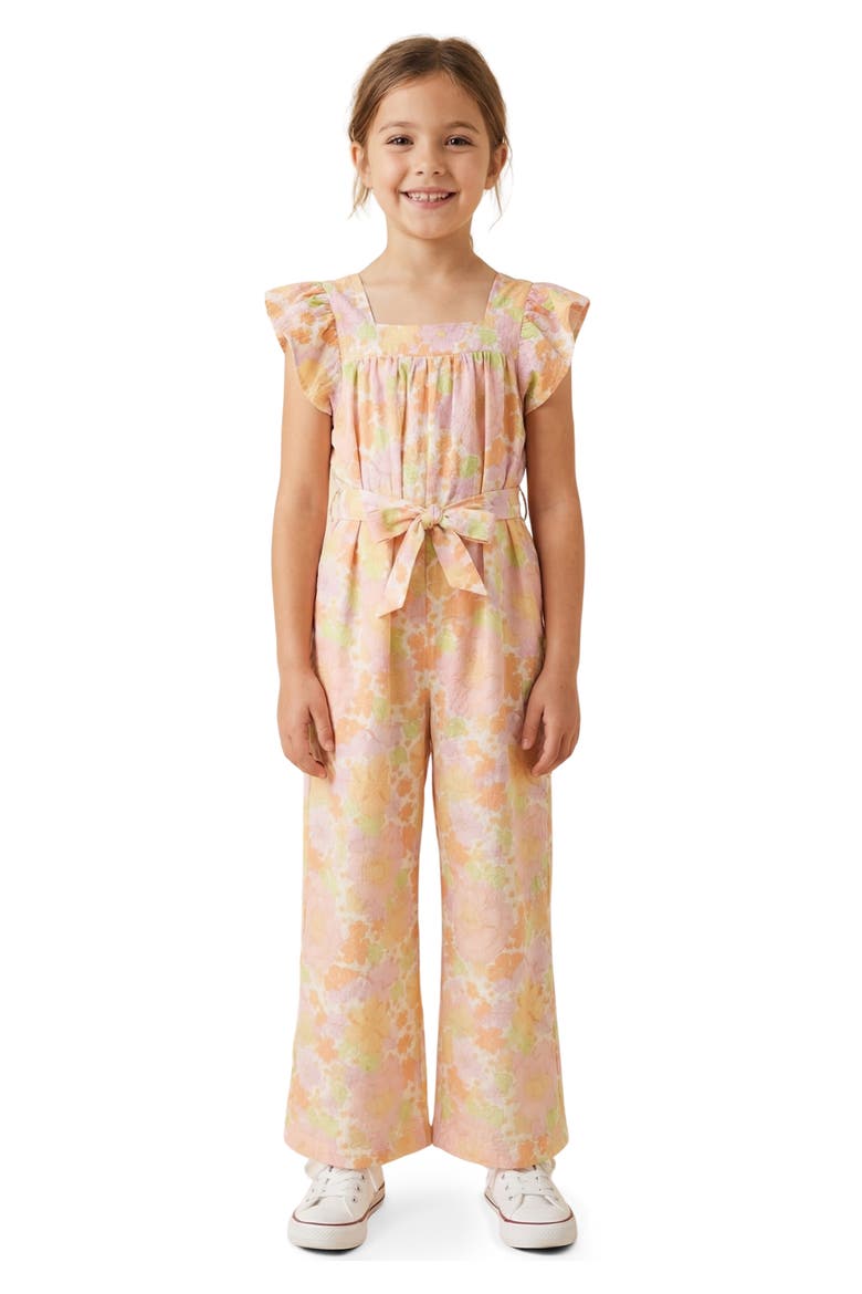 Kids' Floral Print Flutter Sleeve Jumpsuit, Main, color, PINK