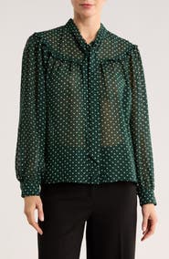 Gemma + Jane Tie Neck Button-Up Shirt