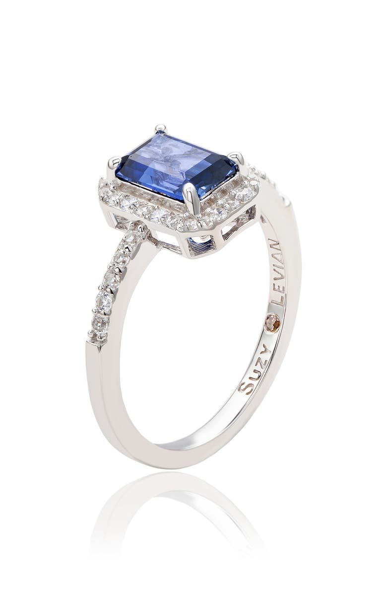 SUZY LEVIAN Emerald Cut Sapphire Ring, Alternate, color, Blue