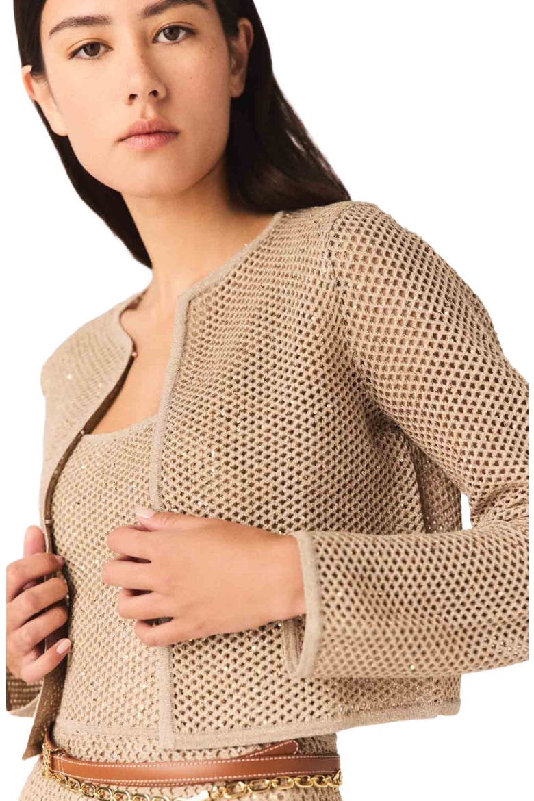 Rhinestone knit cardigan, Alternate, color, Nude