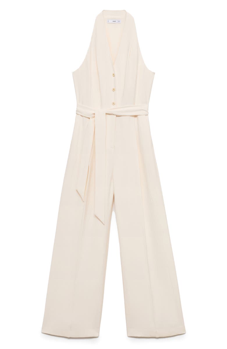 MANGO Sleeveless Tie Waist Jumpsuit, Alternate, color,