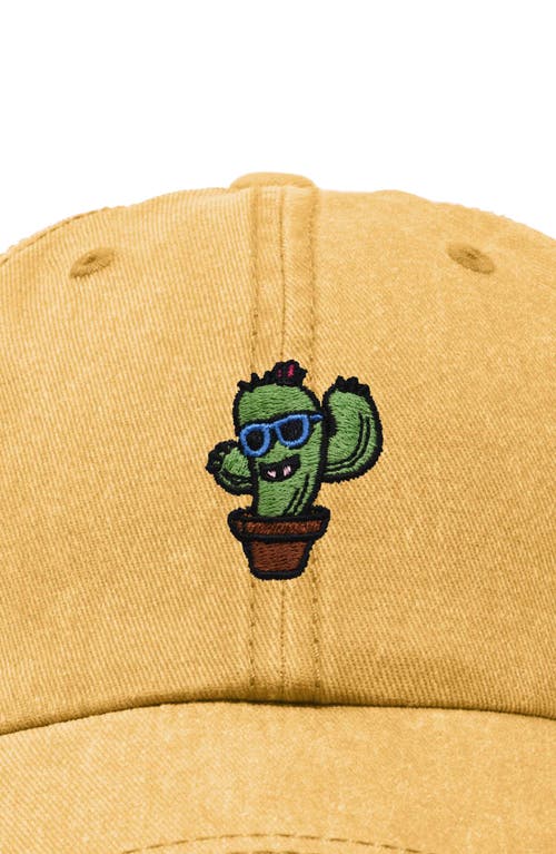 Dalix Cactus Embroidered Casual Cap In Washed Gold