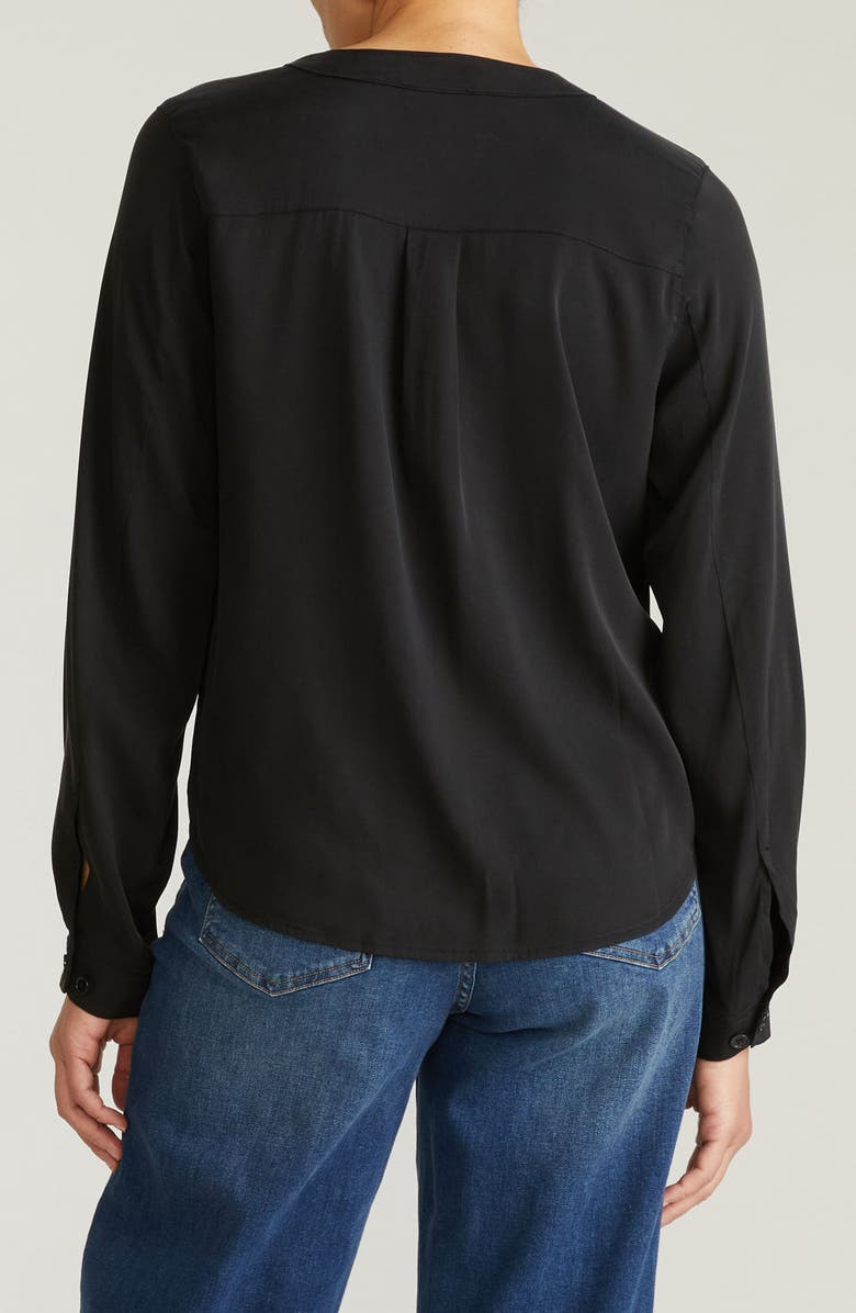 Universal Standard Cooling V-Neck Button-Up Shirt, Alternate, color, Black