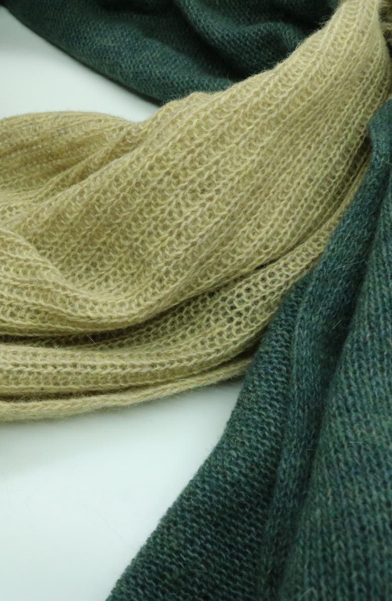 Portolano Colorblock Lambswool & Angora Blend Knit Scarf, Alternate, color, Verde Mel/ Musta
