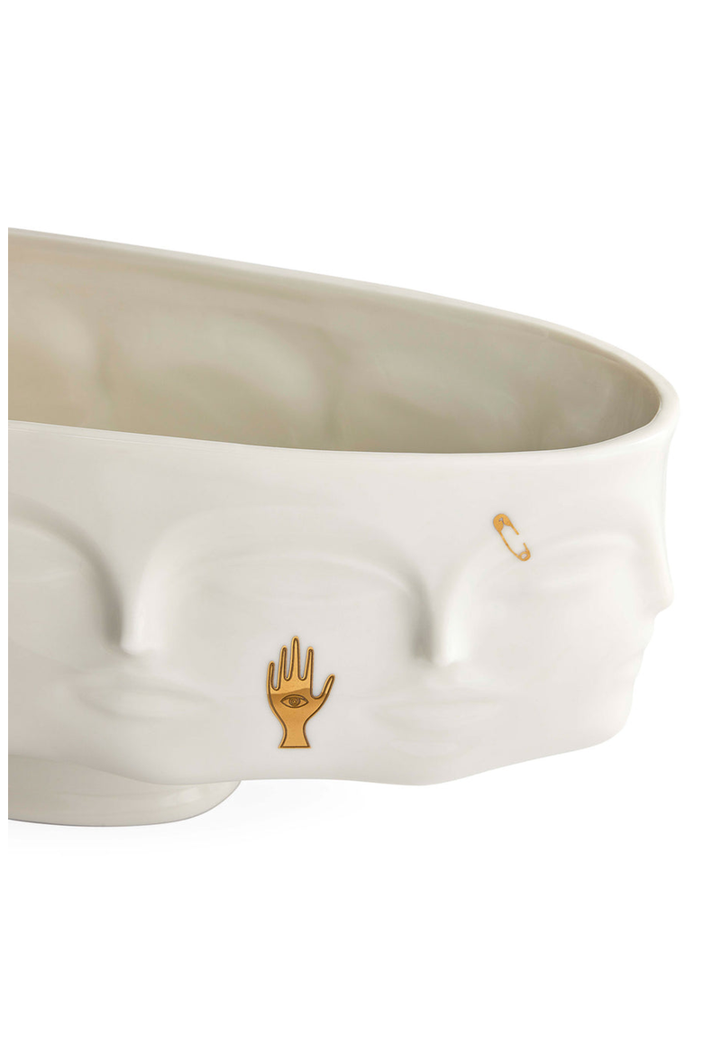 Gilded Dora Maar Bowl, Alternate, color, White / Gold