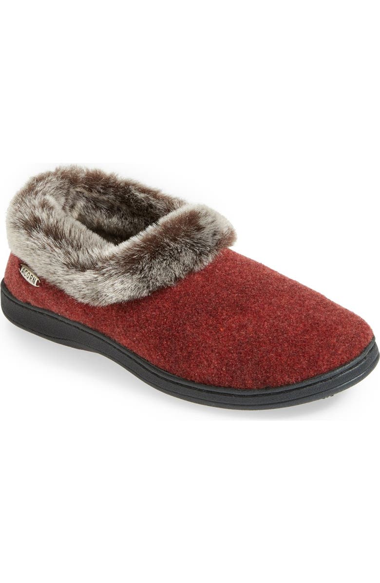 Acorn Faux Fur Slipper, Main, color, Crackleberry