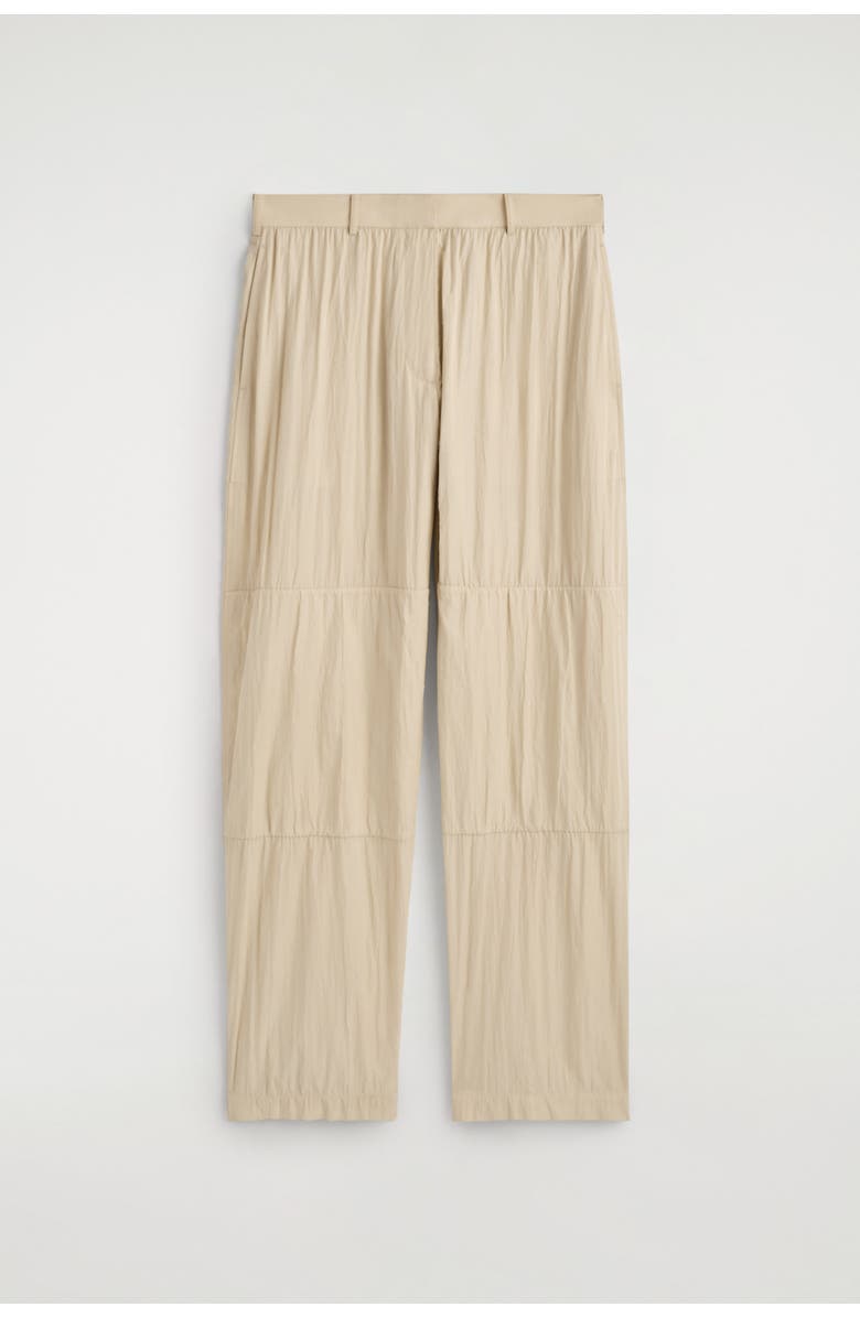 COS Crinkled-Silk Straight-Leg Pants, Alternate, color, Light Beige