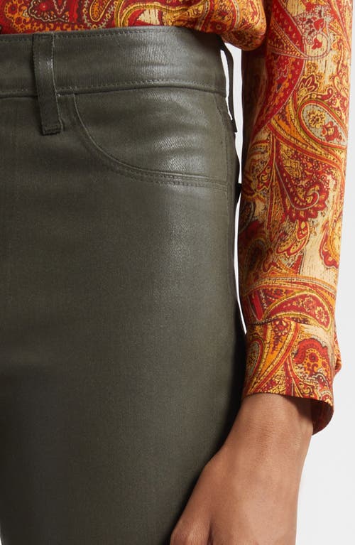 L'agence Marguerite Coated High Rise Skinny Jeans In Deep Olive In Green
