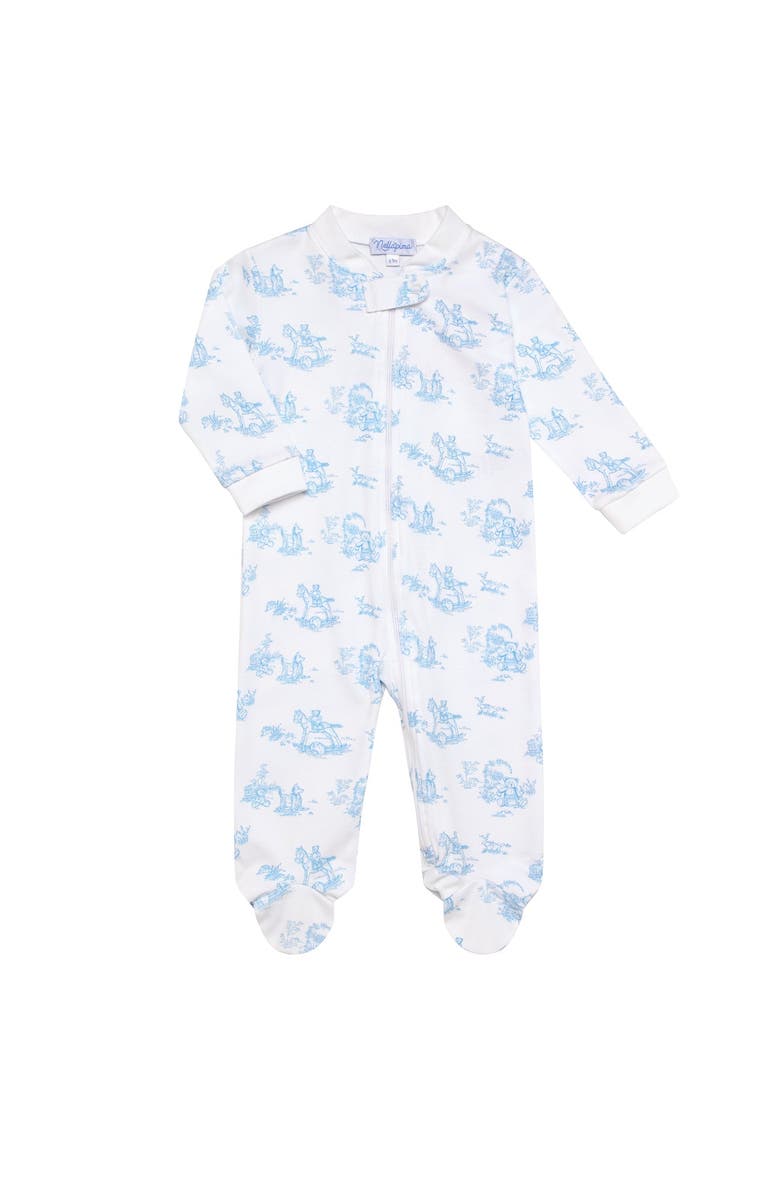 Nellapima Blue Toile Zipper Footie - Baby, Main, color, Blue