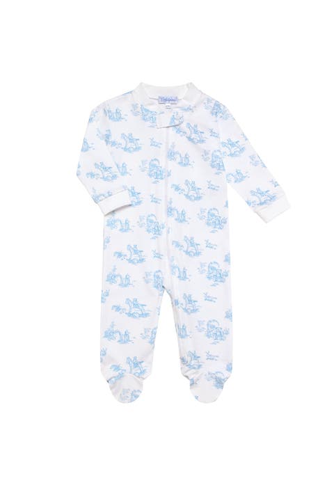 Blue Toile Zipper Footie - Baby