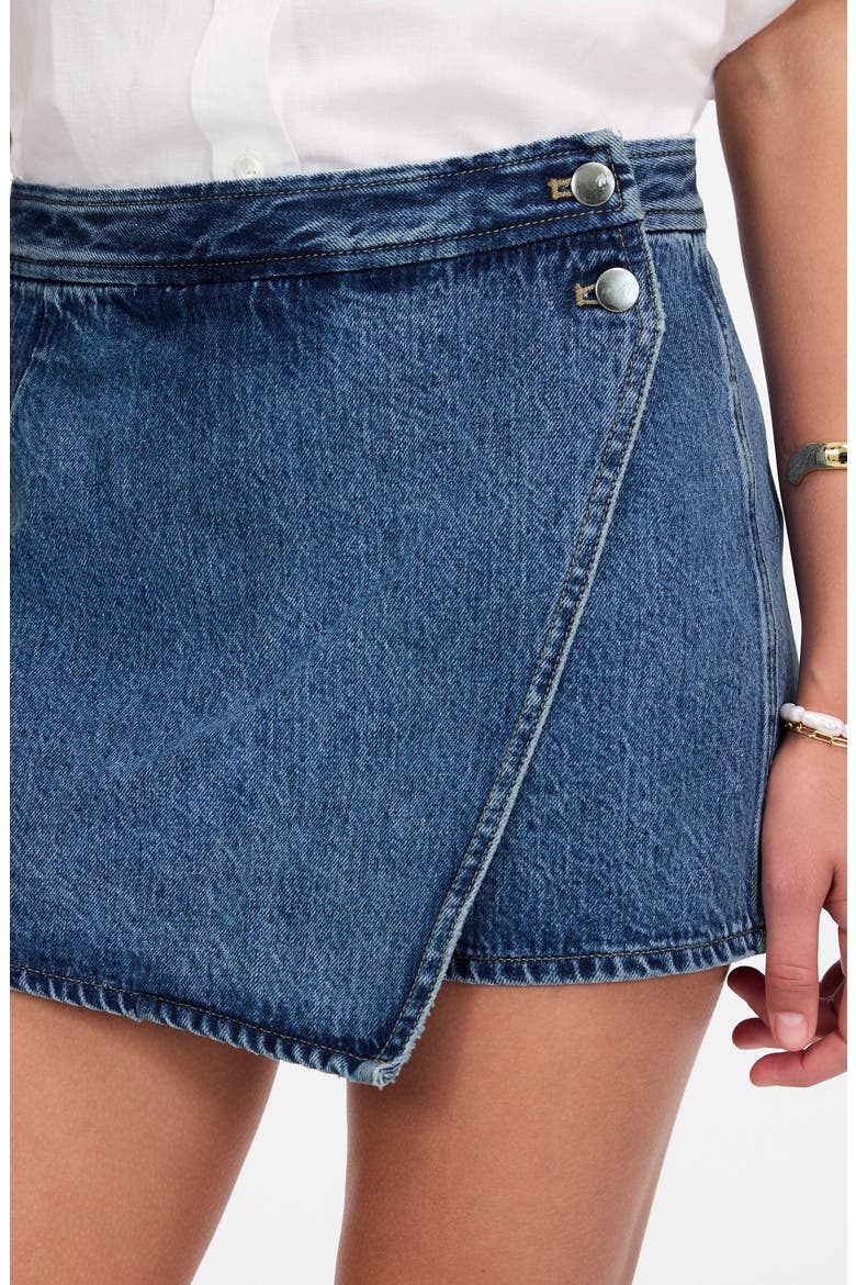 Denim Micro Mini Wrap Skort, Alternate, color, NORTHAM WASH