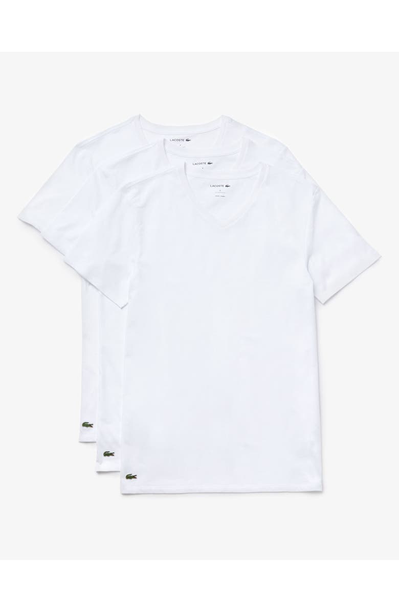 Lacoste 3-Pack Essential V-Neck T-Shirts, Alternate, color, White