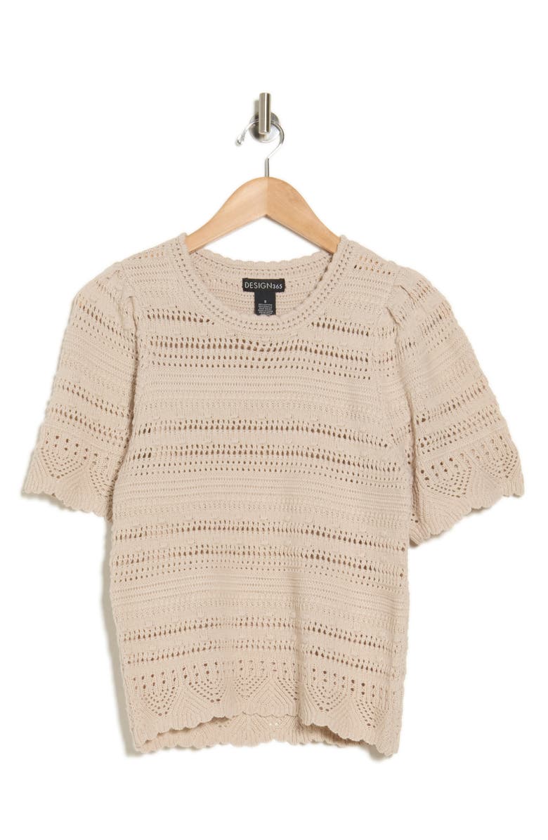 Design History Short Sleeve Bobble Stitch Pullover, Main, color,