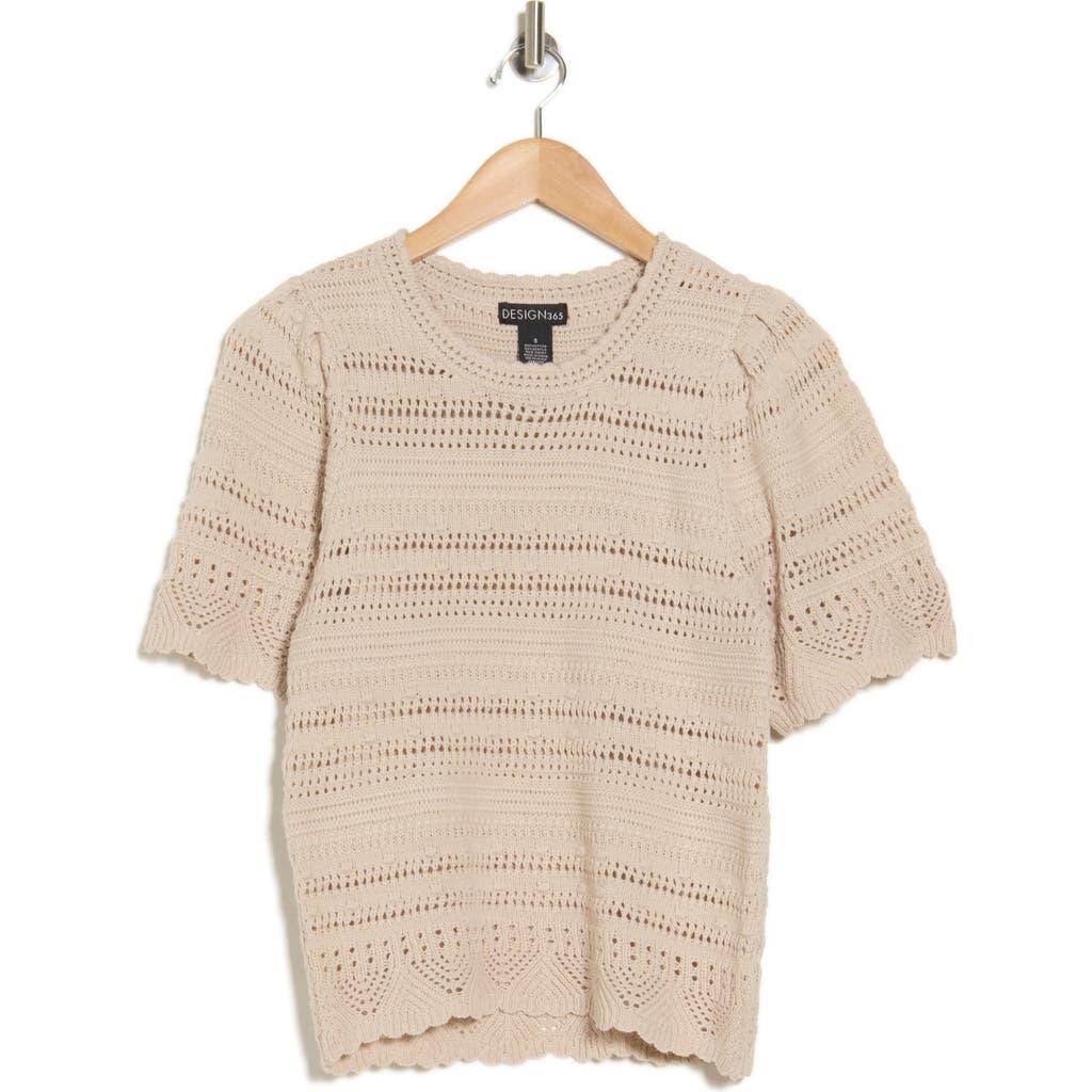 Design History Short Sleeve Bobble Stitch Pullover In Dove