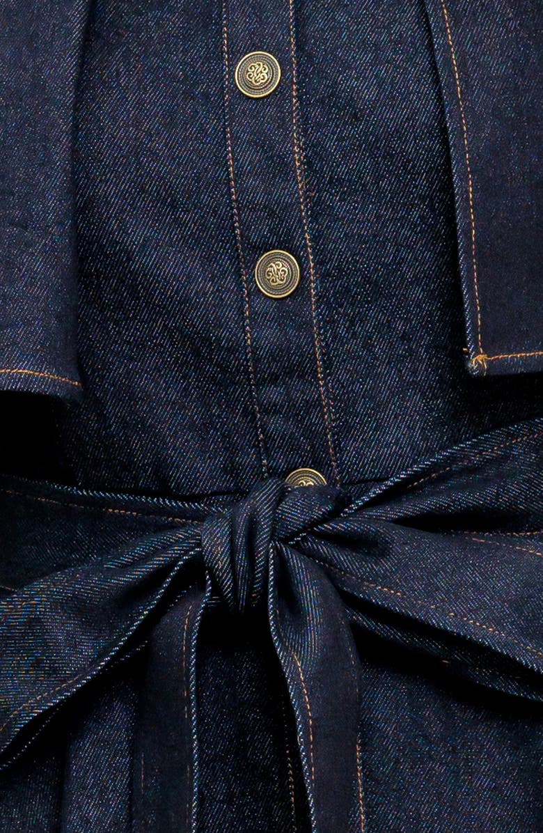 FLYING TOMATO Cape Sleeve Denim Midi Shirtdress, Alternate, color,