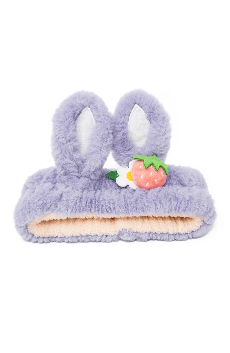 Puttisu 2pc Plush Spa Headband Set, Alternate, color, Bunny Heart Set - Purple/Pink