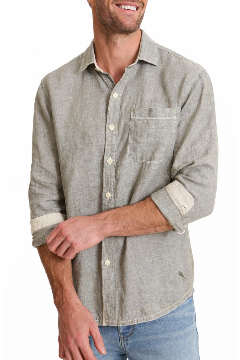 Paradise Breezer Linen Button-Up Shirt, Main, color, NATURAL