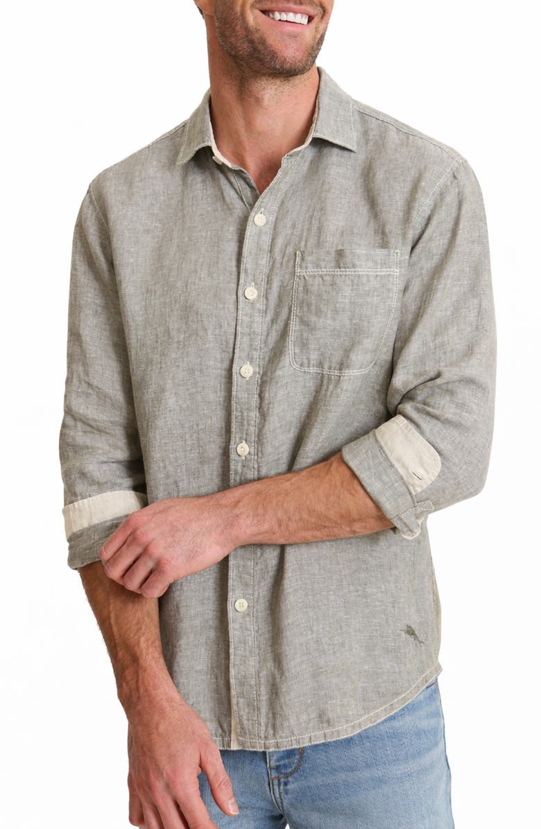 Tommy Bahama Paradise Breezer Linen Button-Up Shirt, Main, color, Natural