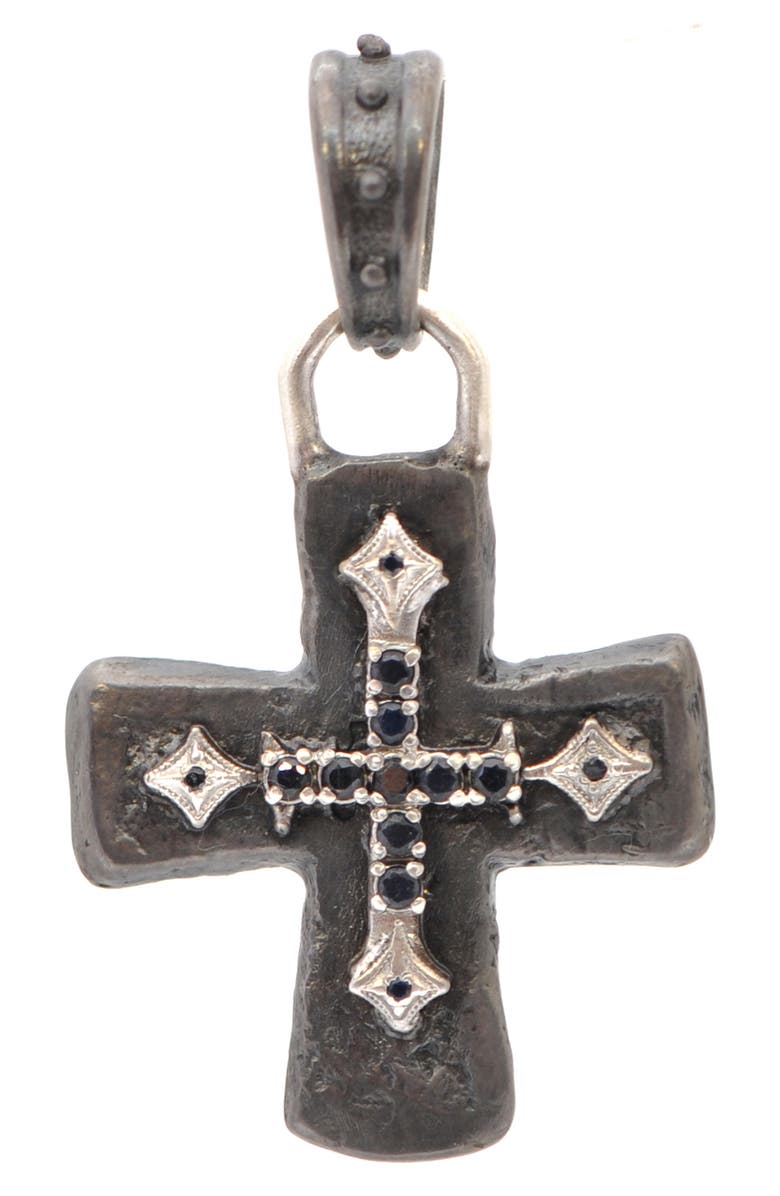 Armenta Romero Black Sapphire Cross Enhancer, Main, color, Silver