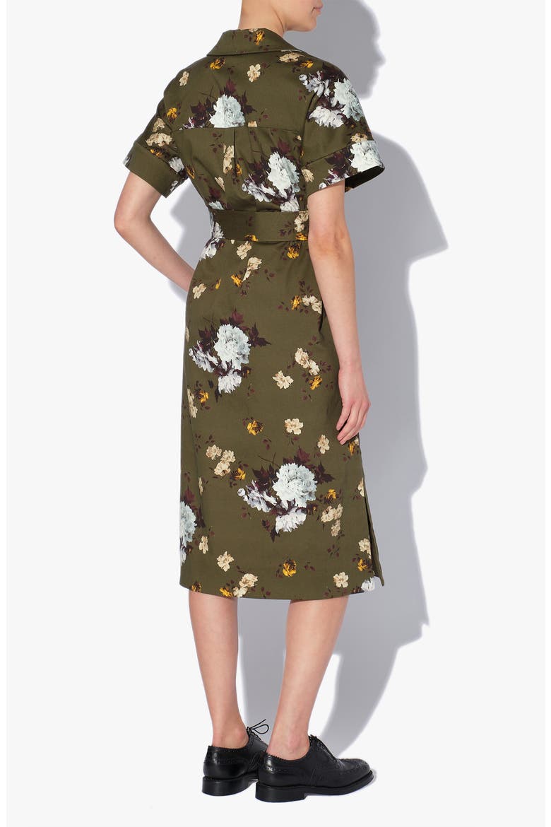 Mayra Sitwell Bloom Floral Print Stretch Cotton Midi Shirtdress, Alternate, color, OLIVE / BLUE