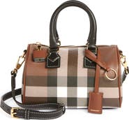 Burberry Mini Check Canvas & Leather Bowling Bag