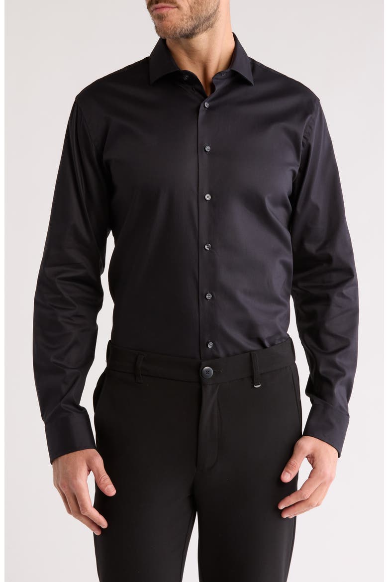 Smartcare™ Trim Fit Solid Dress Shirt, Main, color, BLACK