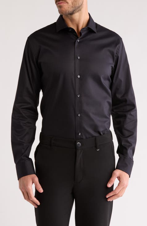 Black slim fit formal shirt on sale