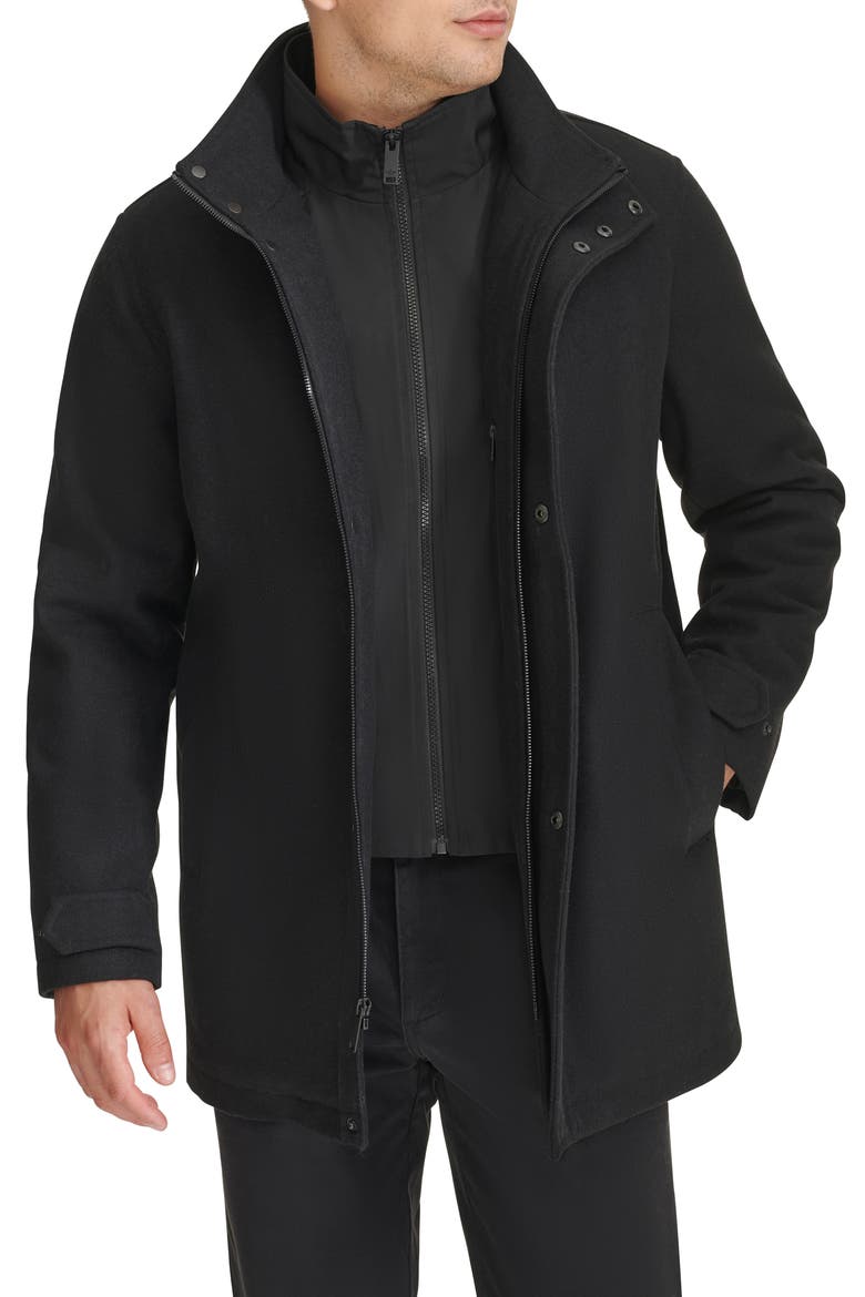 Walking Coat with Bib, Alternate, color, BLACK