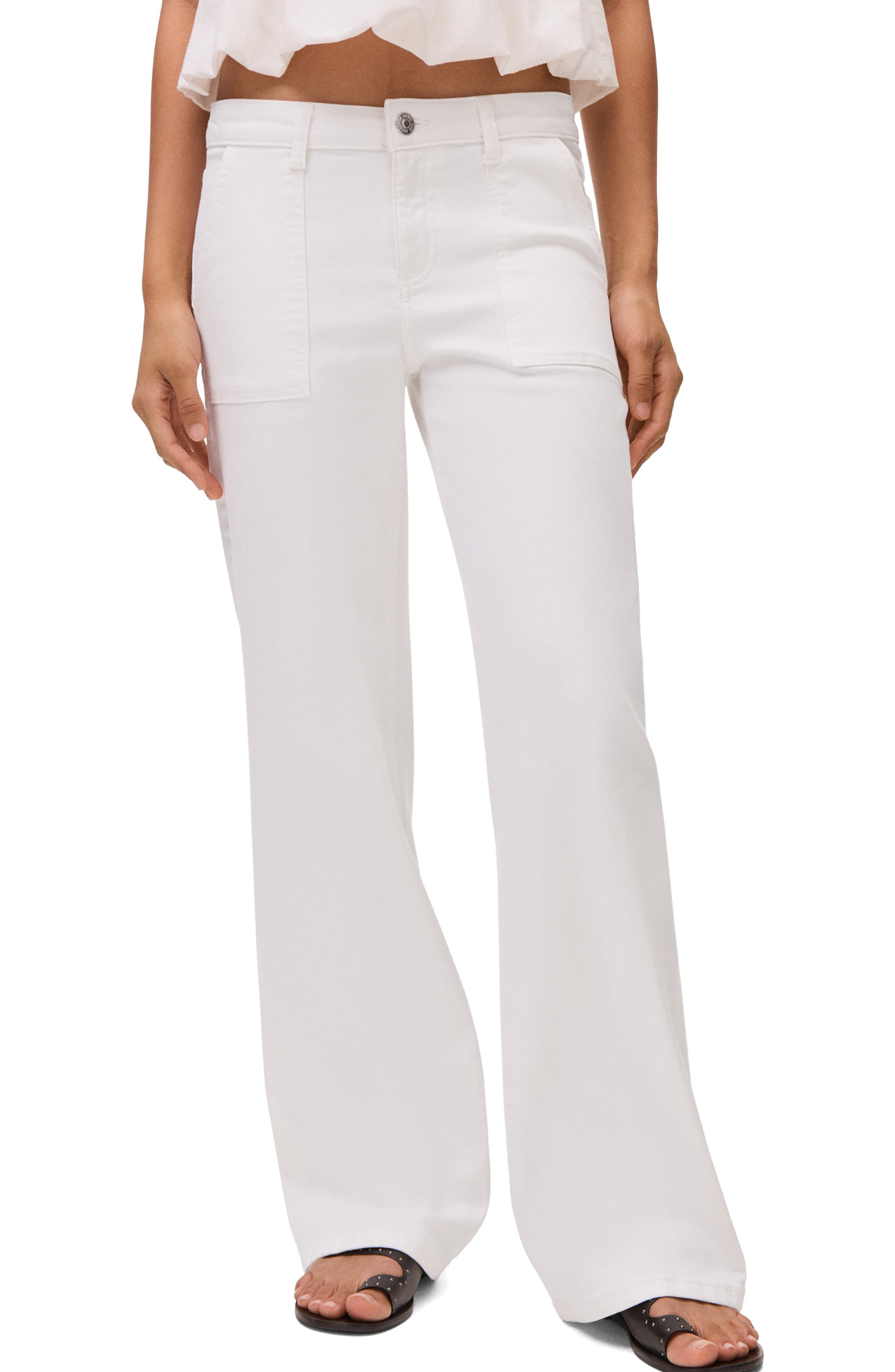 Mango Teen Star Embroidered Straight Leg Jeans In White
