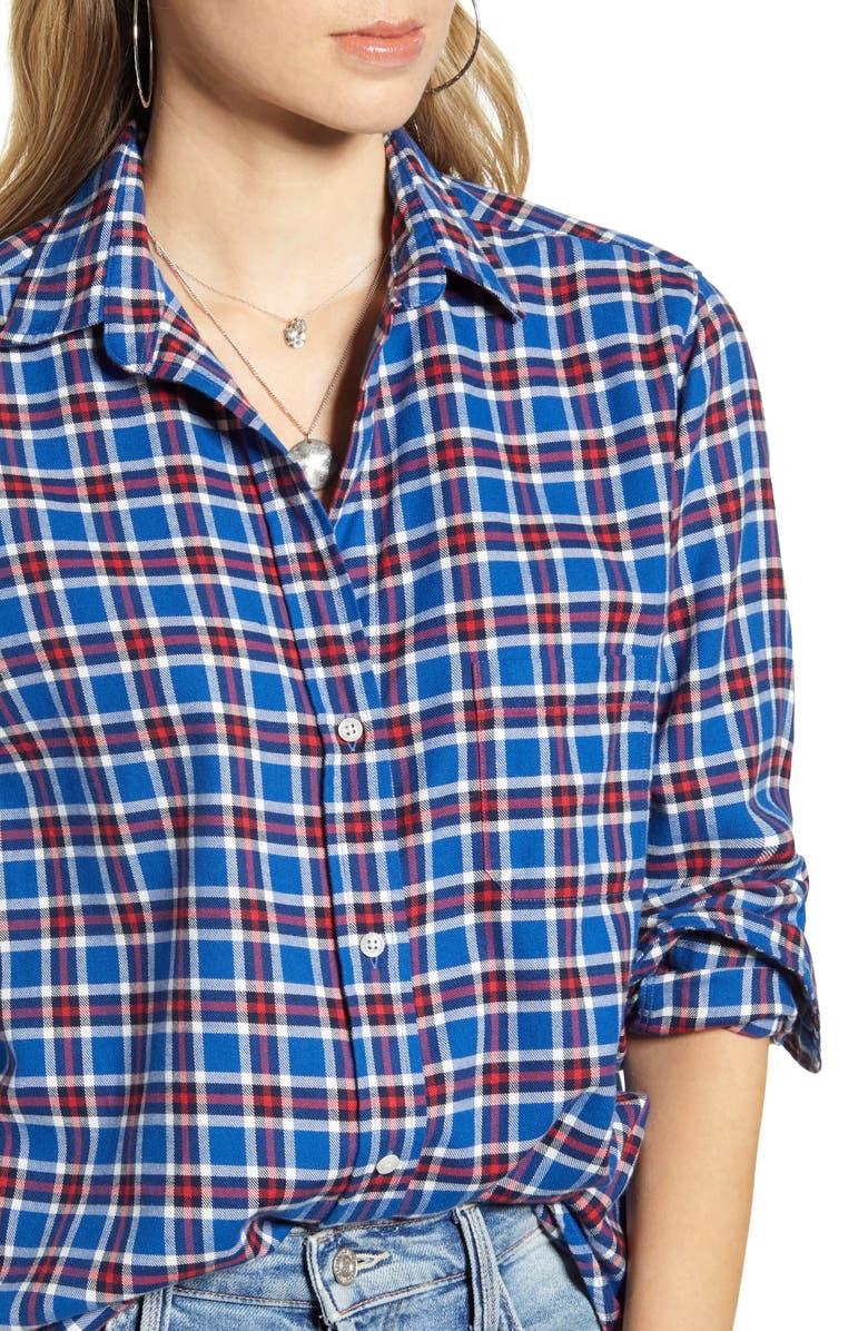 Grayson The Hero Plaid Feathered Cotton Flannel Shirt, Alternate, color, 