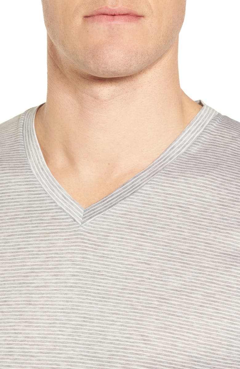 Hanro Sporty Stripe Cotton V-Neck T-Shirt, Alternate, color, 