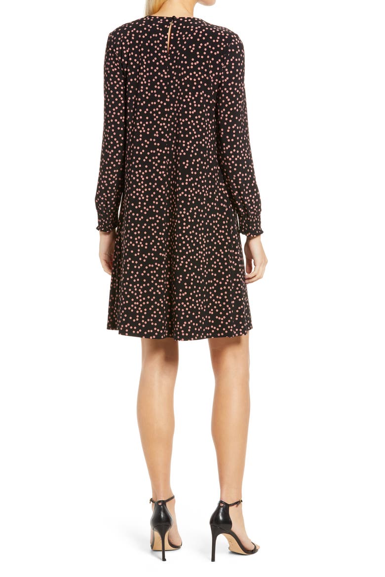 Scattered Dot Long Sleeve Knit Shift Dress, Alternate, color, ANNE BLACK/ ANISE