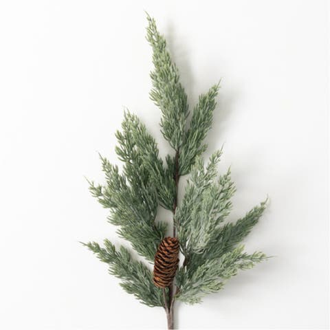 Sullivan's Christmas Pine Spray, Green Faux Floral Stem for Crafting, Weddings, Home and Holiday Decoration, 29 Inch
