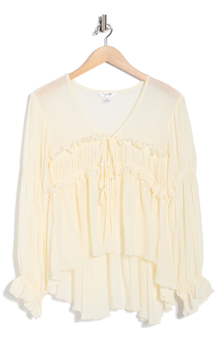 Vigoss Ruffle Babydoll Top, Alternate, color, Creme